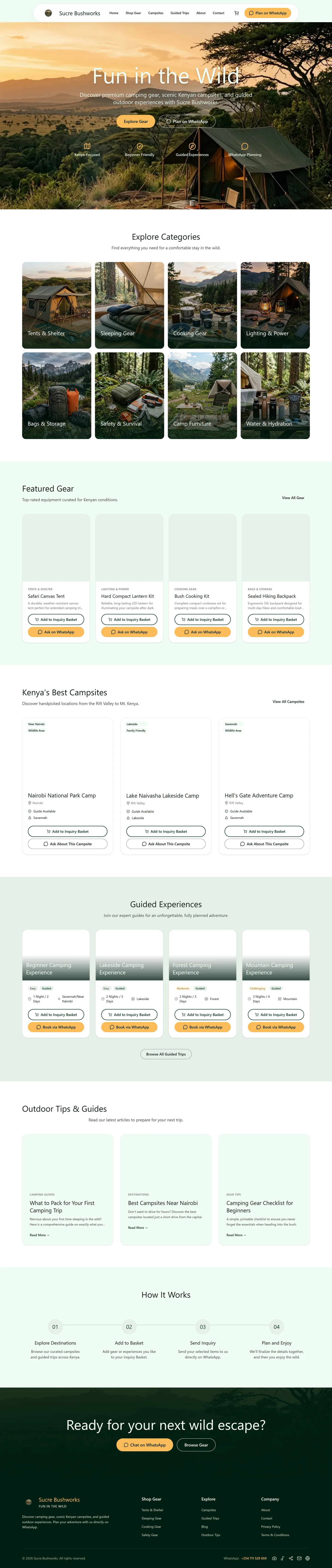 Sucre Bushworks full landing page