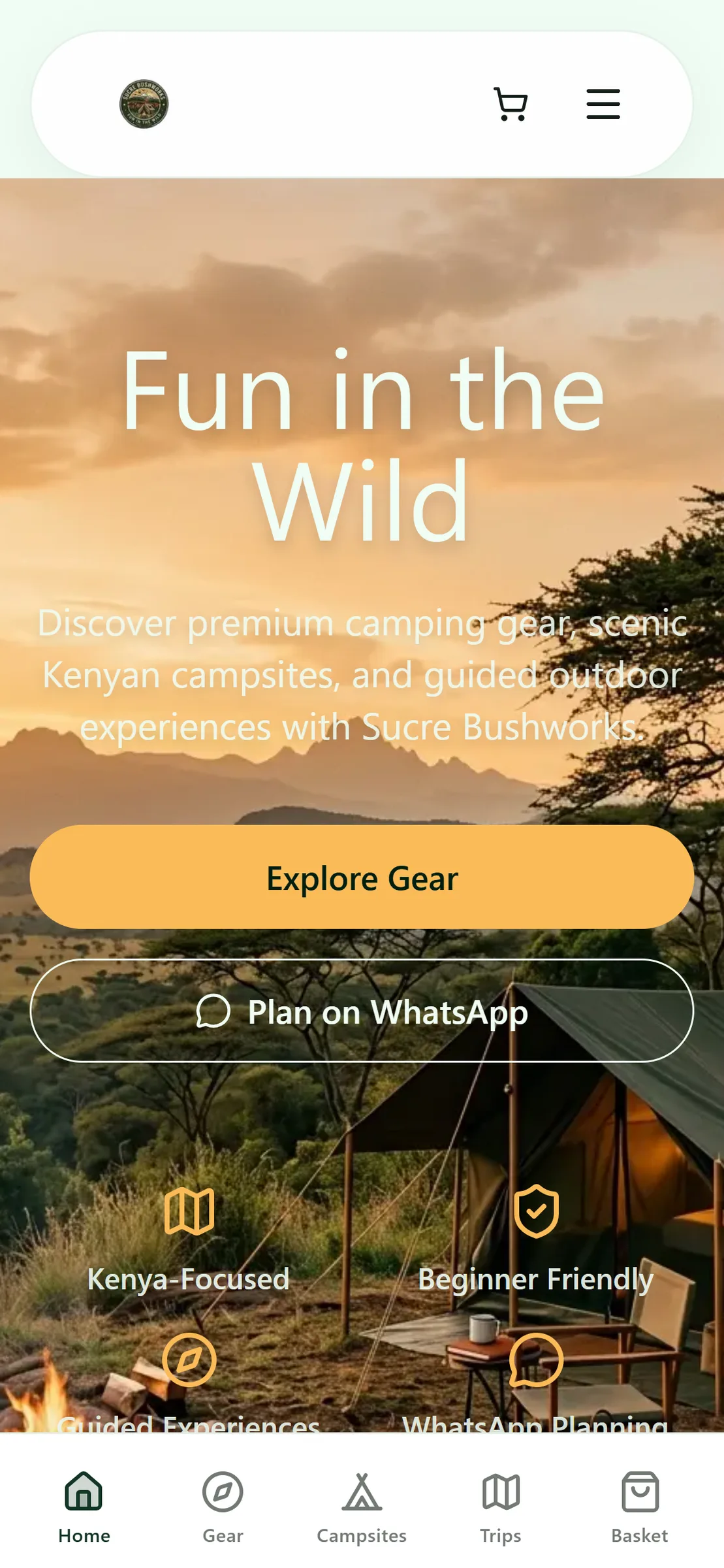 Sucre Bushworks mobile booking view